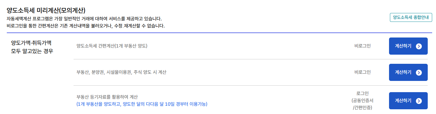 부동산 양도소득세 계산기