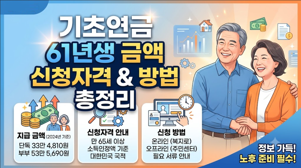 기초연금 61년생 금액 및 신청자격과 방법 총정리